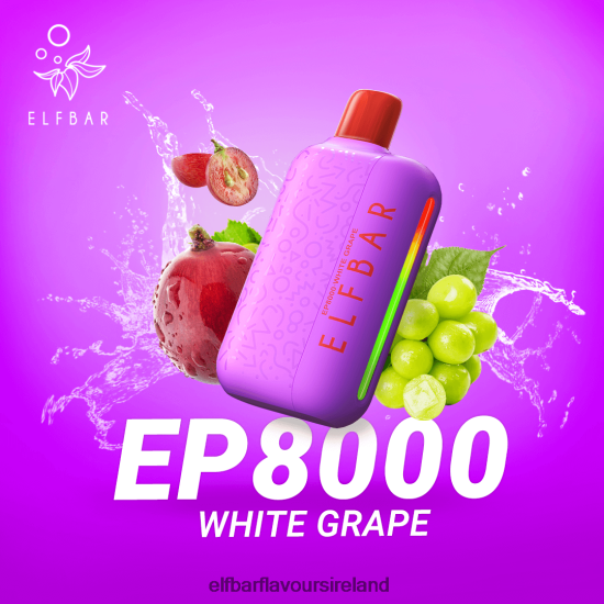 Elf Bar Dublin - ELFBAR Disposable Vape New EP8000 Puffs 8X24RJ375 White Grape