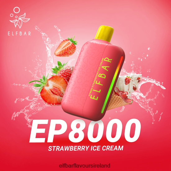Elf Bar Ireland Price - ELFBAR Disposable Vape New EP8000 Puffs 8X24RJ377 Strawberry Ice Cream