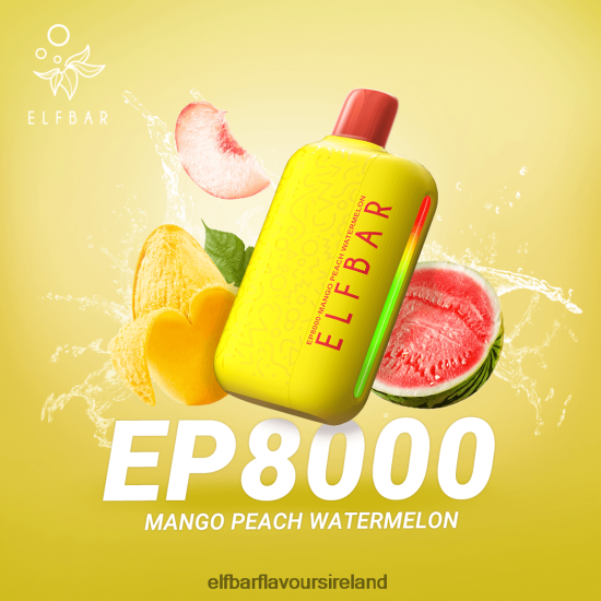 Elf Bar Ireland - ELFBAR Disposable Vape New EP8000 Puffs 8X24RJ373 Mango Peach Watermelon