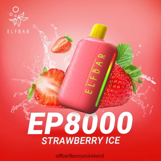 Elf Bar Ireland Bulk - ELFBAR Disposable Vape New EP8000 Puffs 8X24RJ378 Strawberry Ice