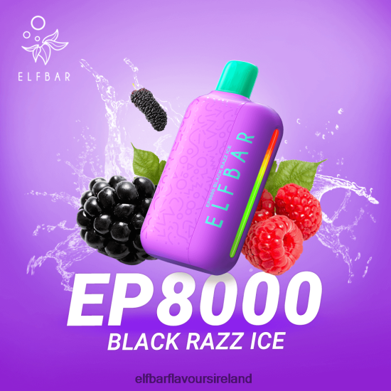 Elf Bar Flavours Ireland - ELFBAR Disposable Vape New EP8000 Puffs 8X24RJ372 Black Razz Ice